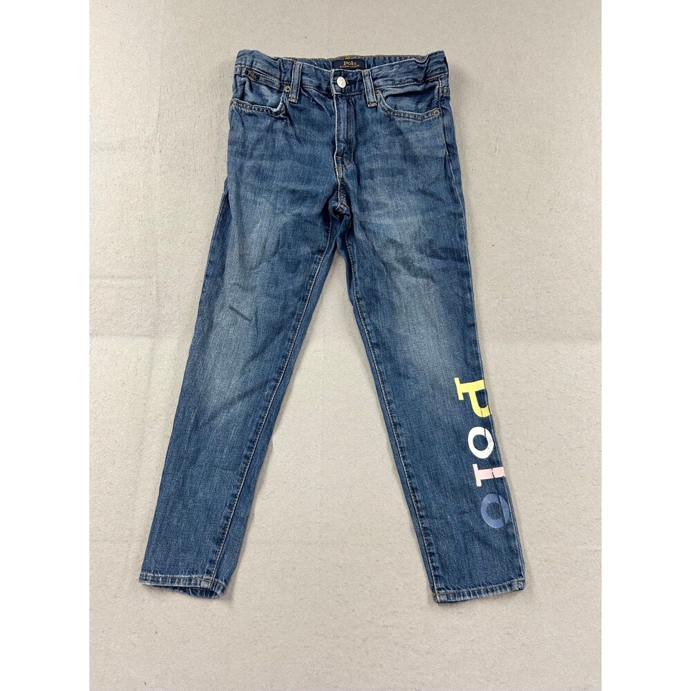 Polo Ralph Lauren Girls The Astor Slim Boyfriend Blue Denim Jeans Size L 12-14